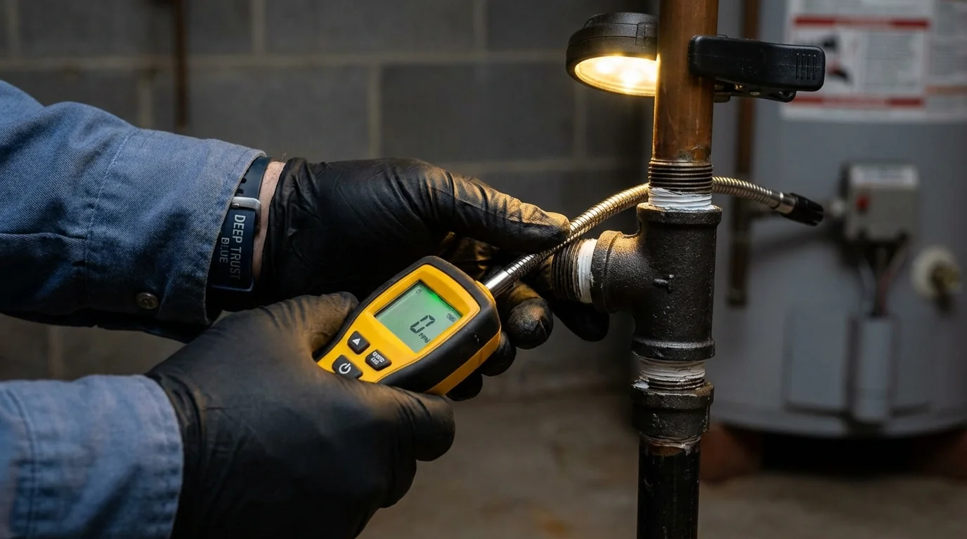 Gas leak detection with electronic sniffer by Johns Plumbing LLC in Westmont