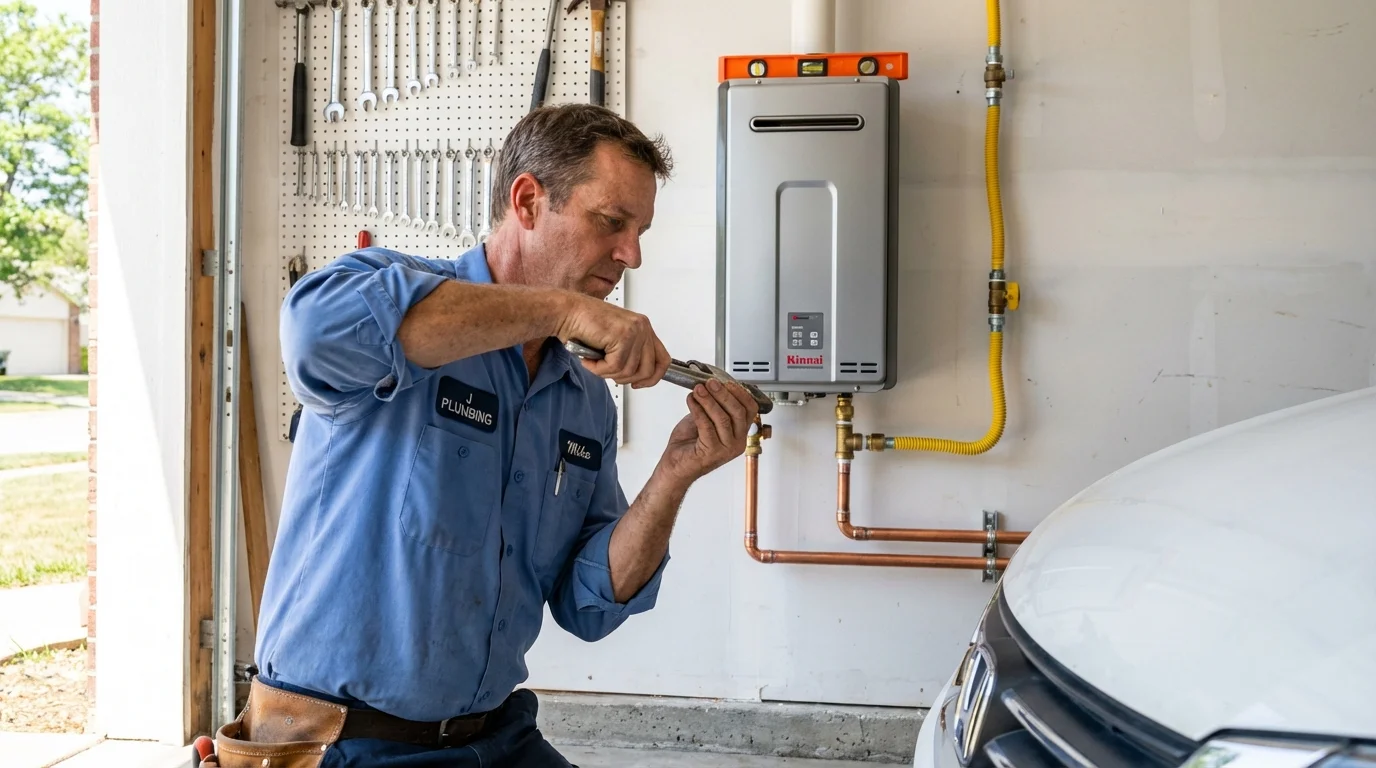 Tankless water heater installation by a Johns Plumbing LLC plumber in Westmont